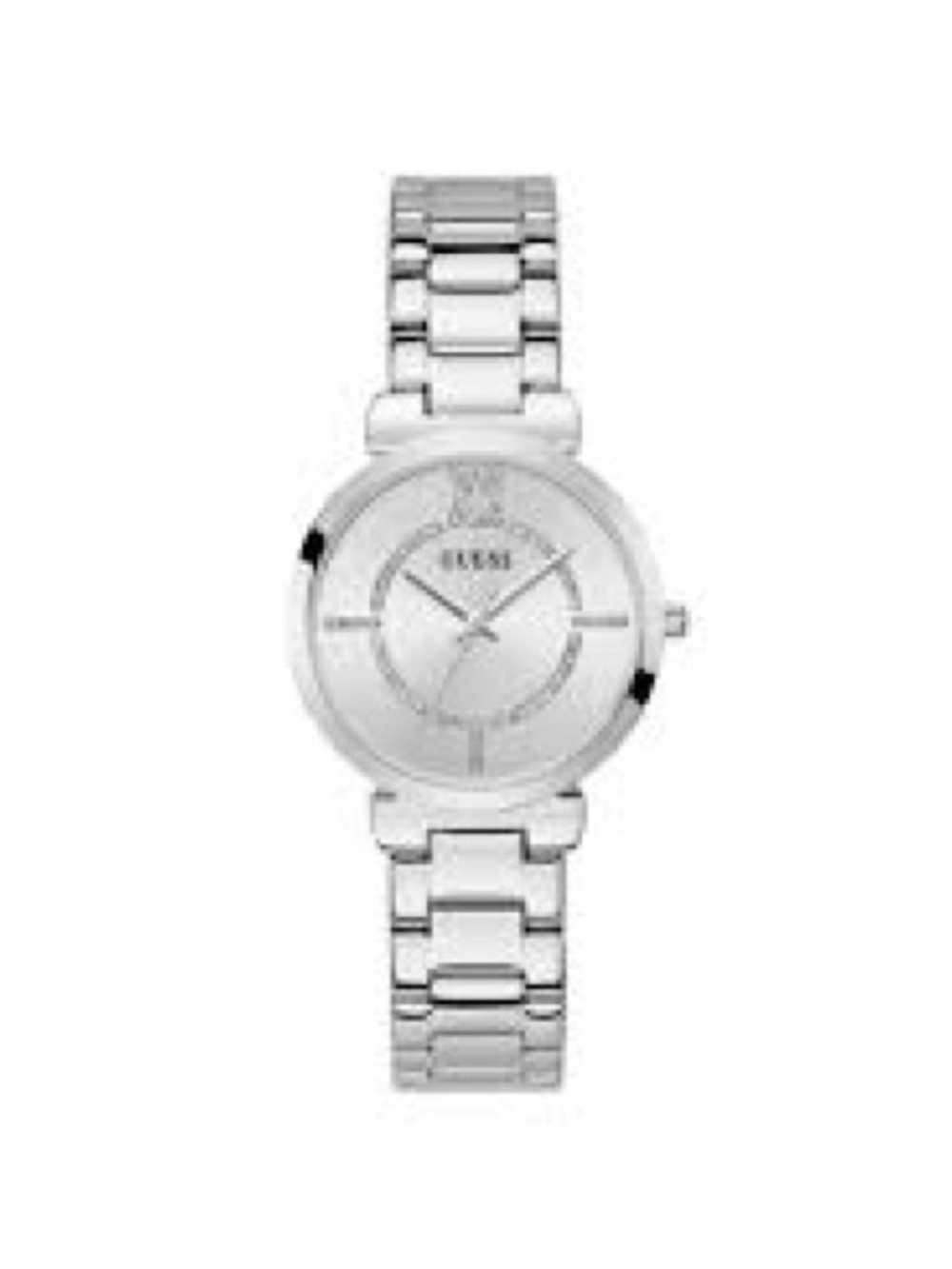 NWT GUESS Silver Tone Crystal Accent Bracelet Watch Needs Battery